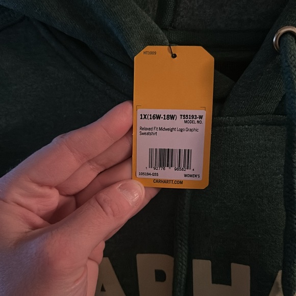 CARHARTT RELAXED FIT MID WEIGHT LOGO HOODIE: GREEN: NEW WITH TAGS: SIZE 1X - Picture 6 of 8